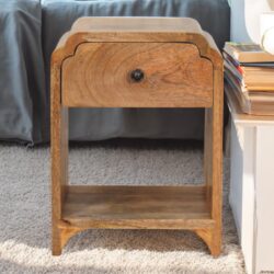 Newton - Mini Nightstand With A Drawer And Open Shelf - Beige Brown