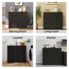 Double Tilt Out Trash Cabinet With Hideaway Drawer And Barn Door - Black - Image 7