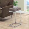 C-Shaped Accent Table Storage Drawer For Living Room - Taupe - Image 4