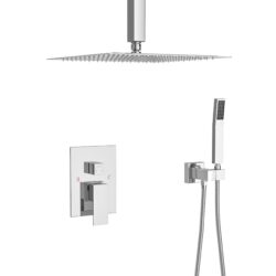 Modern Dual Shower Head System Ceiling Mount Stainless Steel - Chrome