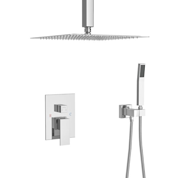 Modern Dual Shower Head System Ceiling Mount Stainless Steel - Chrome
