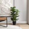 32" Tall, Artificial Plant, Fiddle Tree, Indoor, Faux, Fake, Floor, Greenery, Potted, Real Touch, Decorative - Green / Black - Image 5
