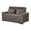 Upholstered Sleeper Bed Sofa With Dual USB Charging, Adjustable Backrest - Brown Gray - Image 14