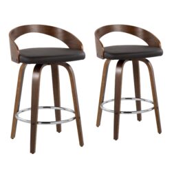 Grotto - Mid-Century Modern Counter Stool With Swivel (Set of 2) - Walnut / Brown
