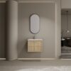 24" Wall Mounted Bathroom Vanity With Ceramic Sink And 2 Soft Closing Doors - Oak - Image 2