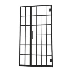 Frameless Pivot Shower Door With Pattern Glass, Open Entry Design - Matte Black