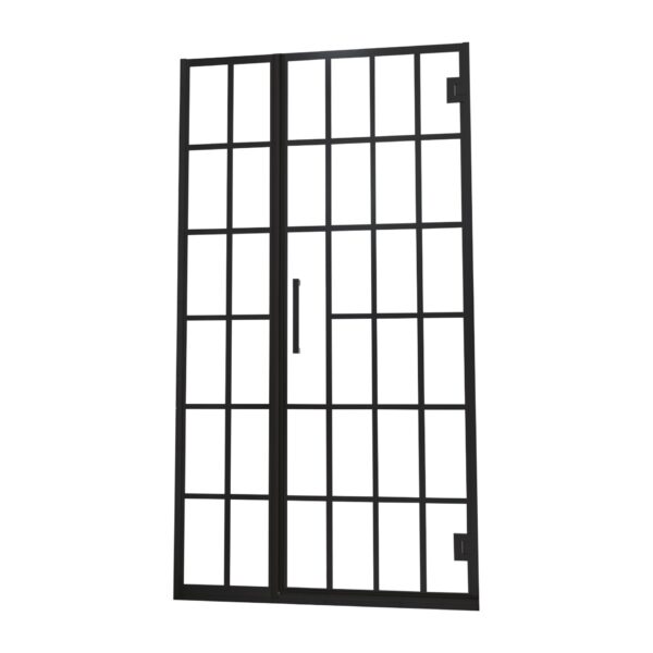 Frameless Pivot Shower Door With Pattern Glass, Open Entry Design - Matte Black