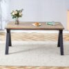Wood Textured Dining Table With A Frame Legs.Density Board Sticker Pipe Spraying, Suitable For Various Occasions Such As Living Rooms - Black - Image 9