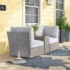 Patio Wicker Sofa Seating Group With Cushions, Weather Resistant - Gray Mix - Image 4