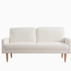 Sofa, European Style With Sleek Design, Modern & Vintage Flair, Upholstered 3 Seater Couch - Ivory