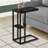 Accent Table, C - Shaped, Marble Look Contemporary & Modern - Black - Image 10