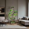 8 Tier Indoor Plant Stand With Grow Lights, S Shaped Metal Shelf For Multiple Plants - Black / Dark Walnut - Image 2