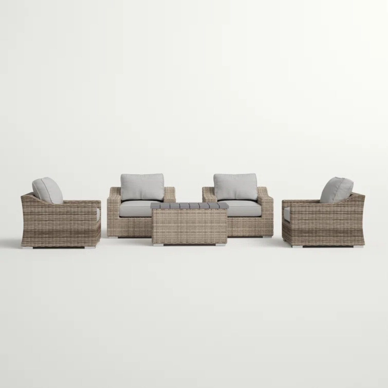 Wicker Sectional Seating Group With Cushions - Gray Mix - Image 5