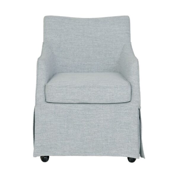 London - Upholstered Skirted Dining Arm Chair With Hidden Casters - Light Blue