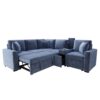 L Shaped Convertible Sofa Bed With Pull Out Bed, Cup Holders, And Storage Space - Blue - Image 20