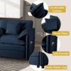 Oversized Recliner Chair With Movable Ottoman, Soft Chenille Upholstered Indoor Lounge Chair, Diy Combination - Blue - Image 7