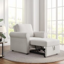 Modern Convertible 3 In 1 Sofa Bed Chair With Adjustable Backrest - Cream