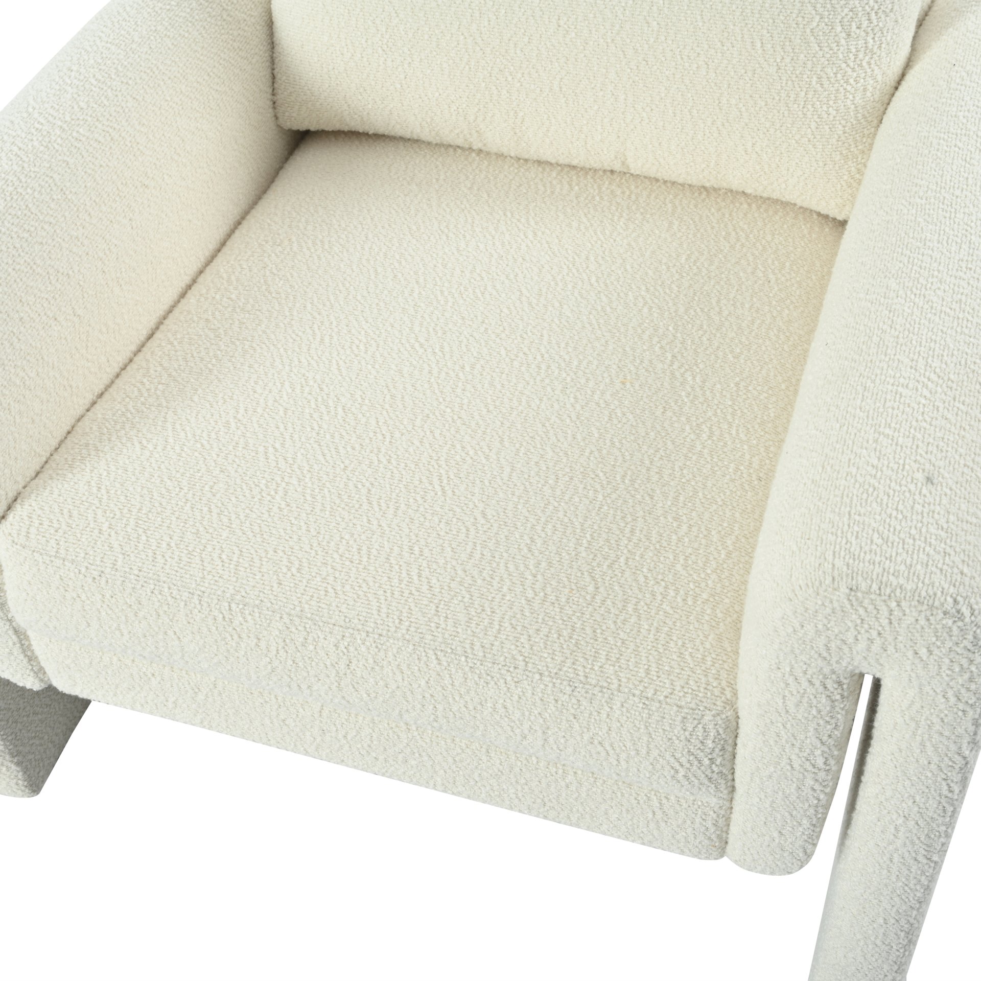 Modern Boucle Upholstered Accent Chair Luxurious Comfort & Sturdy Support, Solid Wood Frame - Ivory - Image 18