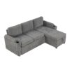 L Shaped Convertible Sofa Bed With Storage, Cup Holders, USB Ports Chenille - Gray - Image 15