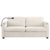 Corduroy Sleeper Sofa Loveseat Sofa With Full Size Mattress, 2 USB Ports, 2 Cup Holders, 2 Side Pockets And A Phone Holder For Living Room - Beige - Image 10