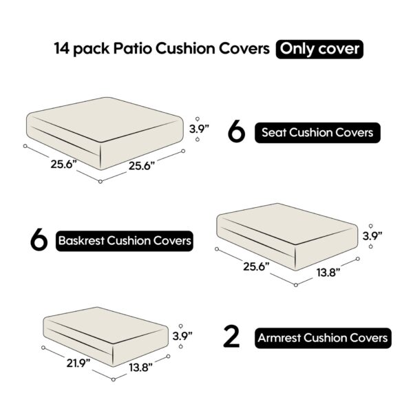 Cushion Covers For 7 Piece Wicker Sectional Sofa, 14 Pack Seat And Back Slipcovers With Zipper - Green