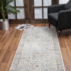 Noble - 2'7" X 7'3" Area Rug, Polyester - Ivory
