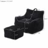 Giant Plush Bean Bag Chair For Adults With Armrests And Footstool - Black - Image 3