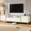 Modern TV Stand For TVs Up To 80", Entertainment Center With 2 Shelves And LED Lights, TV Storage Cabinet With 2 Drawers, 2 Cabinets And Metal Legs For Living Room - White - Image 4