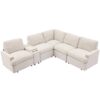 Power Recliner Corner Sofa Home Theater Reclining Sofa Sectional Couches With Storage Box, Cup Holders, USB Ports And Power Socket For Living Room - Beige - Image 11