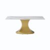 70.84" Modern Artificial Stone Panel Golden Stainless Steel Curved Legs, Can Accommodate 6-8 People - White / Gold - Image 5