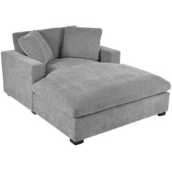 Oversized Chaise, Lounge Chair Classic Design, Soft Fabric, Durable Frame With Solid Wood Legs - Gray