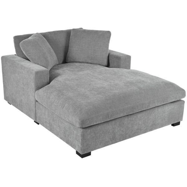 Oversized Chaise, Lounge Chair Classic Design, Soft Fabric, Durable Frame With Solid Wood Legs - Gray