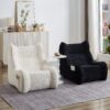 Bean Bag Chair With Armrests Oversized Comfy Beanbag Lounge Lazy Floor Sofa Accent Chair For Living Room - Black - Image 13