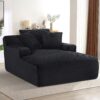 Cloudline - Oversized Chaise Lounge Chair In Soft Corduroy, Modern Comfy Couch With Full Foam Cushioning, Cozy Sleeper Sofabed For Living Room - Black - Image 3