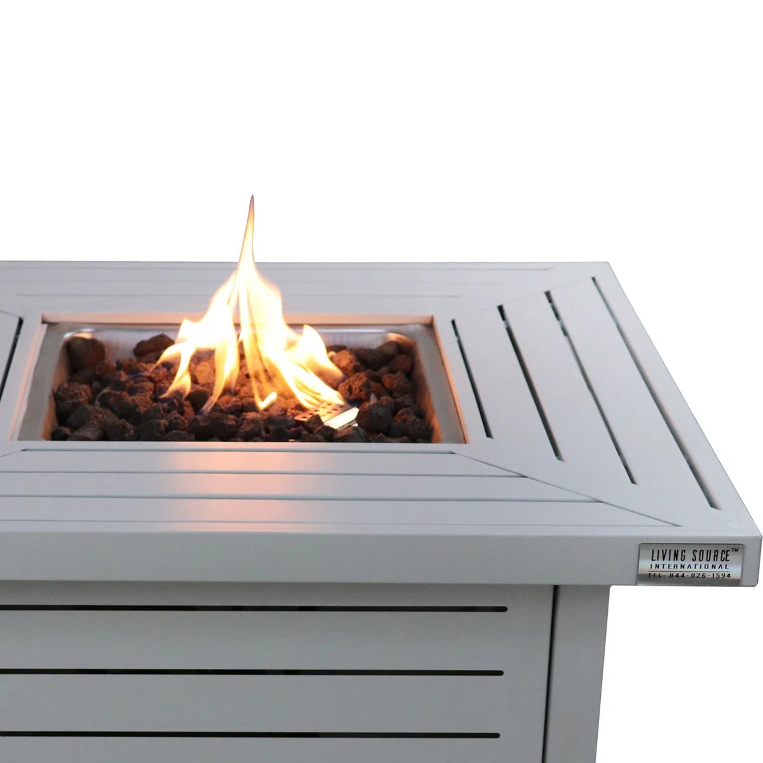 Propane Fire Pit Table - Antique Gray White - Image 4
