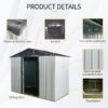 8Ft X 4Ft Outdoor Metal Storage Shed With Sliding Door And Foundation For Backyard, Patio, Lawn - White / Black - Image 6