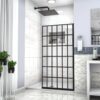 Frameless Fixed Shower Door, Open Entry Design - Matte Black - Image 2