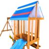 Outdoor Swing Set 3 In 1 Children's Playset With Slide, Swings, And Climber For Garden, Backyard, Playground - Blue - Image 19