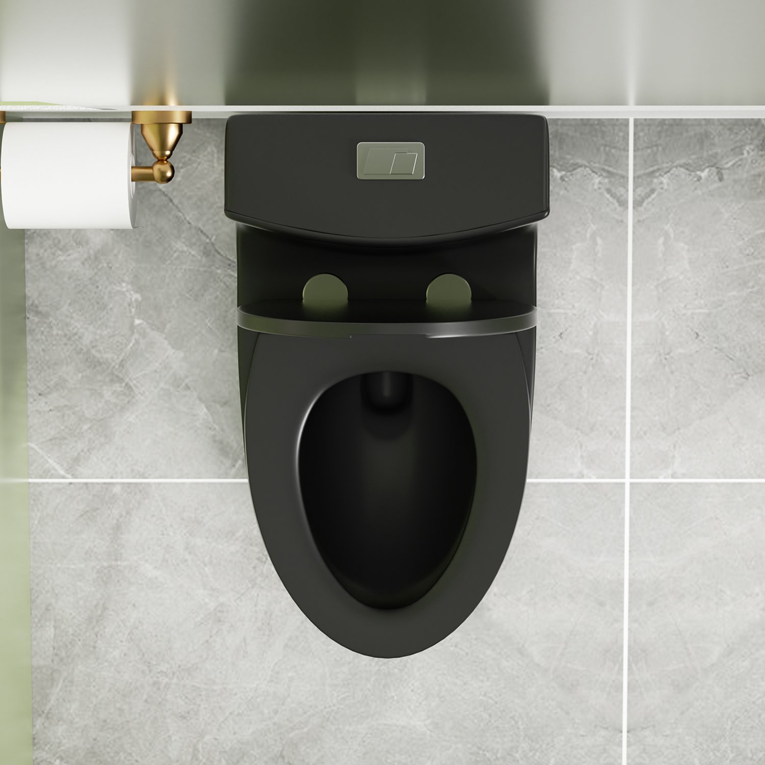 1 Piece Toilet With Dual Flush And Soft Closing Seat - Matte Black - Image 7