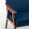 Accent Chair, Classic Mid Century Modern For Extra Seating - Dark Blue - Image 4