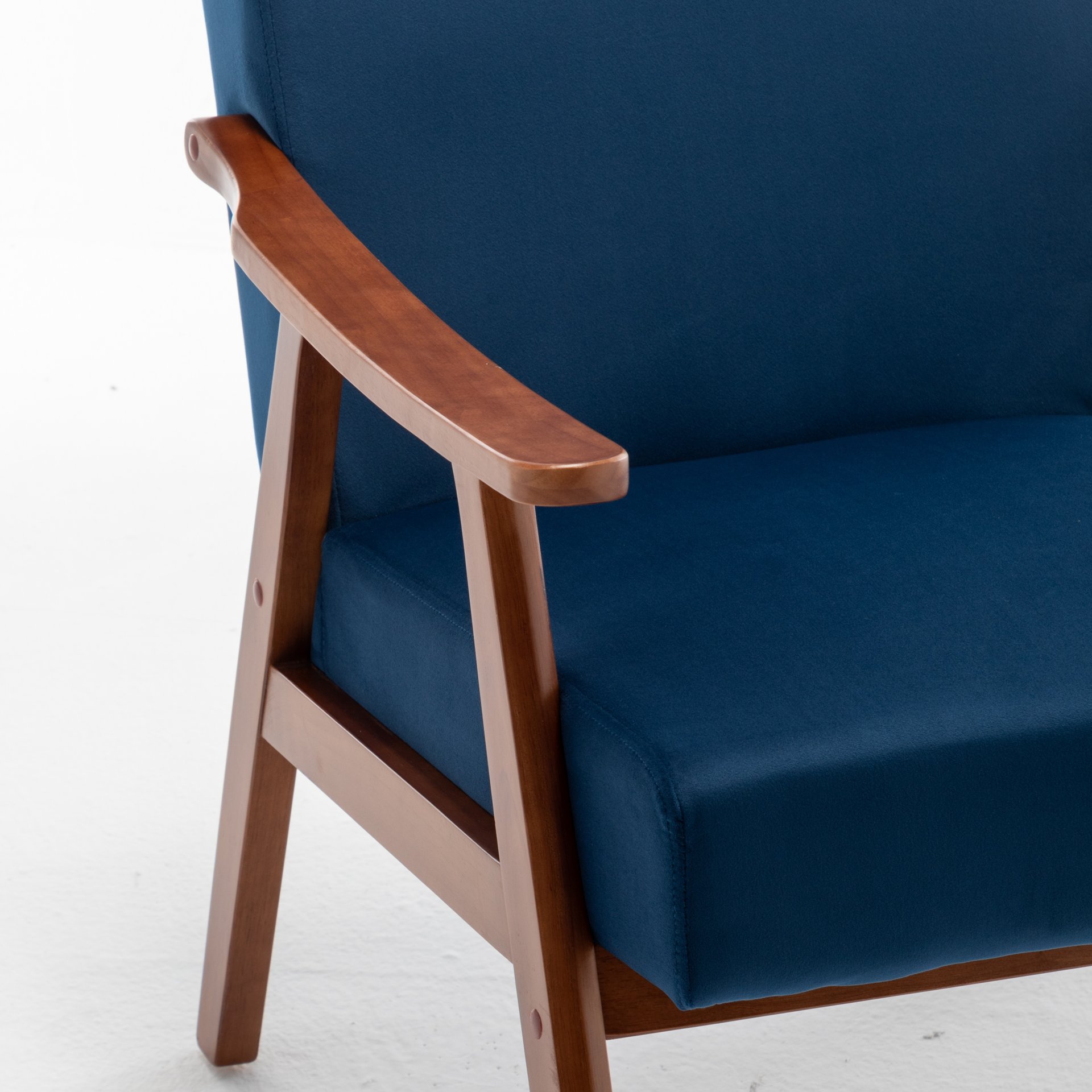 Accent Chair, Classic Mid Century Modern For Extra Seating - Dark Blue - Image 4