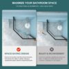 Diamond Shaped Corner Shower Door, Inward Sliding, Stainless Steel Frame - Matte Black - Image 7