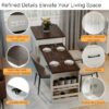 Extendable Kitchen Island With Slide Out Table And Storage Racks For 2 - 6 Person, Power Outlet, Bar, Prep Station - Creamy White / Walnut - Image 11