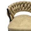 Technical Leather Woven Bar Stool (Set of 2), 360 Swivel Bar Stools With Back And Footrest - Light Brown - Image 14