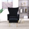 Modern Accent Chair With Ottoman, Comfy Armchair For Living Room, Bedroom, Apartment, Office - Black - Image 7