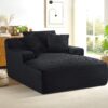 Cloudline - Oversized Chaise Lounge Chair In Soft Corduroy, Modern Comfy Couch With Full Foam Cushioning, Cozy Sleeper Sofabed For Living Room - Black - Image 6