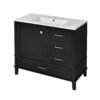 36" Bathroom Vanity With Solid Pine Frame, Soft Close Door And Drawers, Storage Cabinet - Black - Image 8