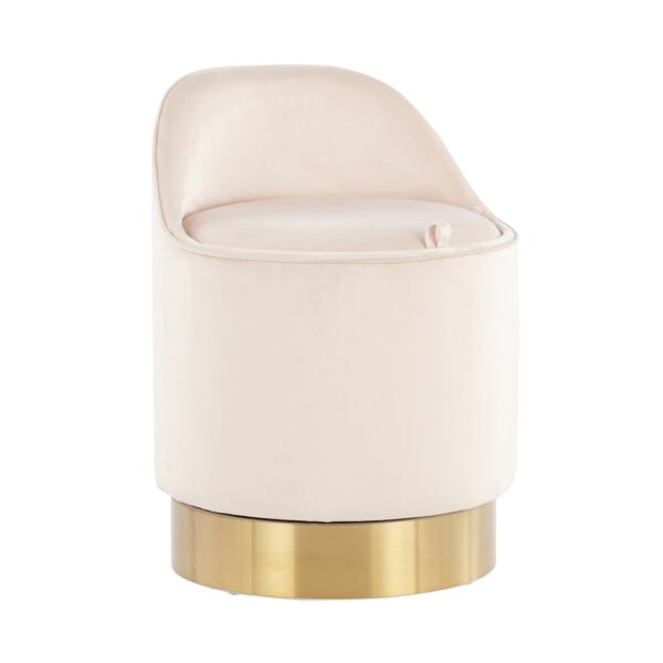 Marla - Contemporary / Glam Vanity Stool - Gold / Cream
