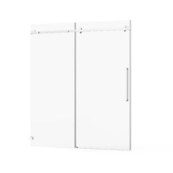 Frameless Shower Door, Silent Sleek Sliding Glass Door, Tempered Glass - Chrome