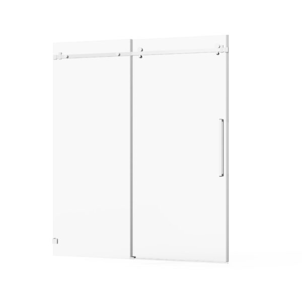 Frameless Shower Door, Silent Sleek Sliding Glass Door, Tempered Glass - Chrome
